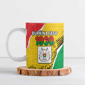 Personalized Burkina Faso Independence Day Ceramic Mug Coat Of Arms - Grunge Style