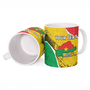 Personalized Burkina Faso Independence Day Ceramic Mug Coat Of Arms - Grunge Style
