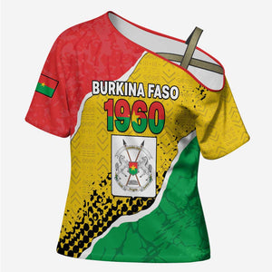 Personalized Burkina Faso Independence Day Cross Shoulder Shirt Coat Of Arms - Grunge Style