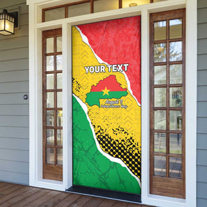 Personalized Burkina Faso Independence Day Door Cover Coat Of Arms - Grunge Style