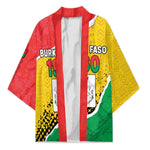 Personalized Burkina Faso Independence Day Kimono Coat Of Arms - Grunge Style
