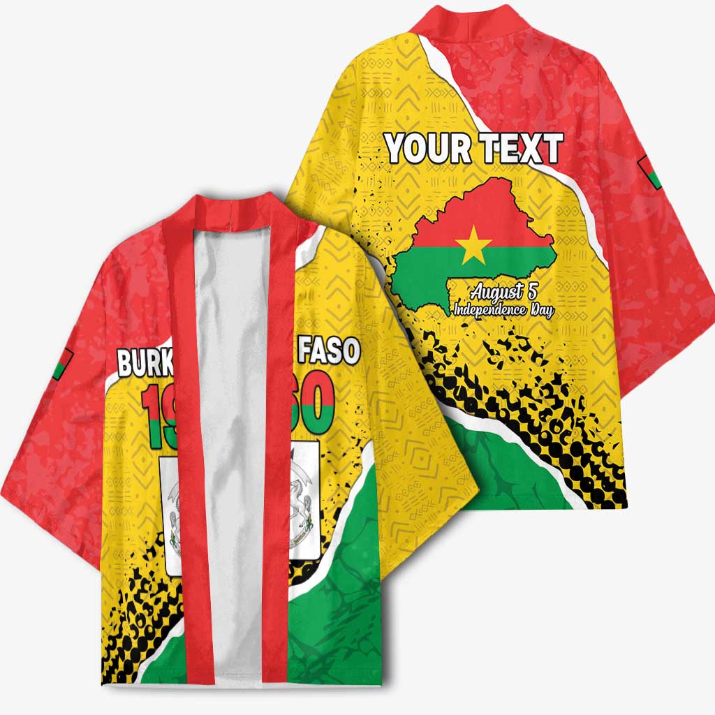 Personalized Burkina Faso Independence Day Kimono Coat Of Arms - Grunge Style