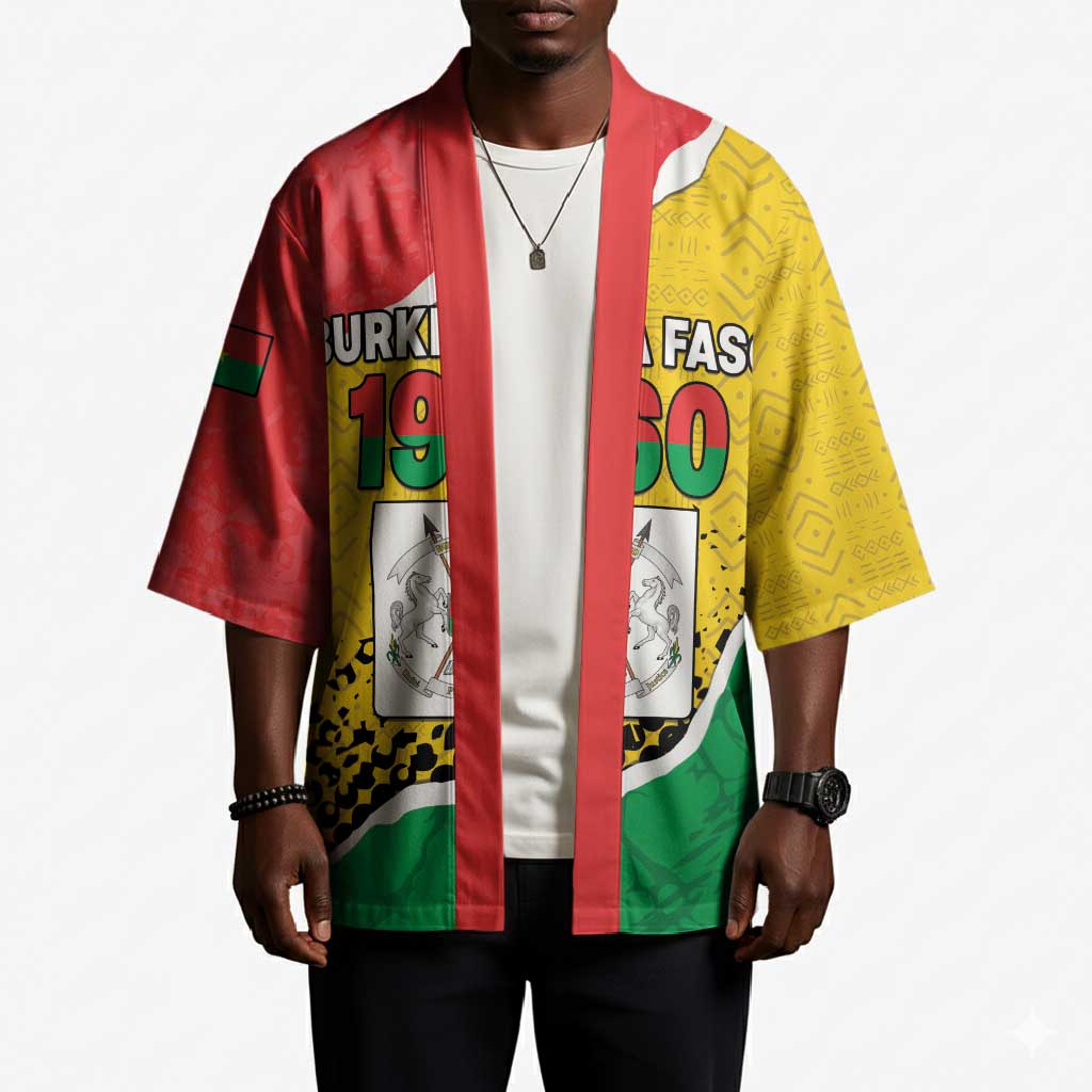 Personalized Burkina Faso Independence Day Kimono Coat Of Arms - Grunge Style
