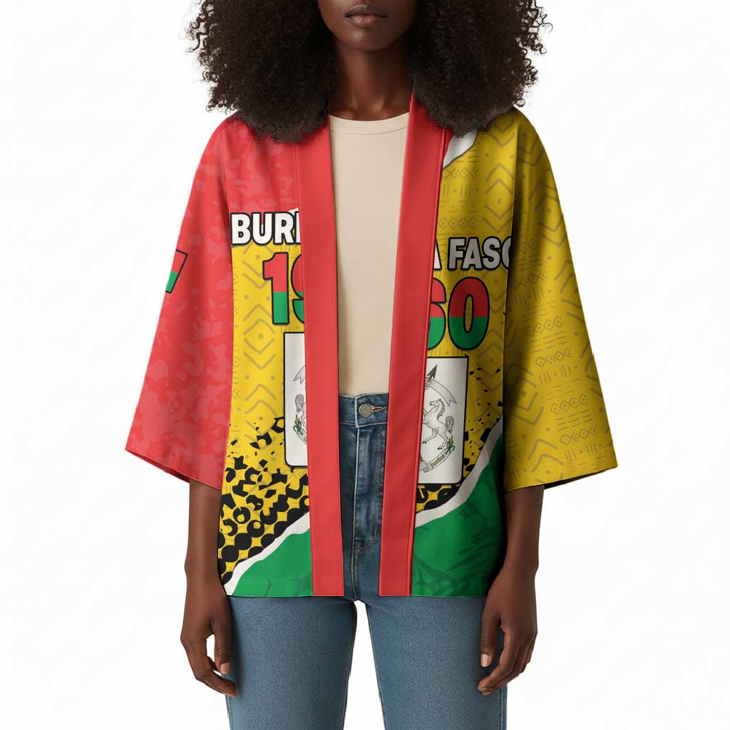 Personalized Burkina Faso Independence Day Kimono Coat Of Arms - Grunge Style