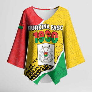 Personalized Burkina Faso Independence Day Kimono Sleeve Blouse Coat Of Arms - Grunge Style