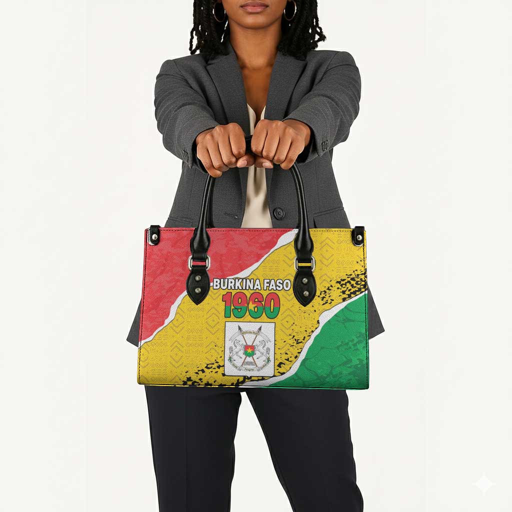 Burkina Faso Independence Day Leather Bag Coat Of Arms - Grunge Style