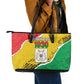 Happy Burkina Faso Leather Tote Bag Independence Day - Bogolan Pattern - African Pride