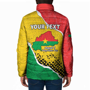 Personalized Burkina Faso Independence Day Padded Jacket Coat Of Arms - Grunge Style