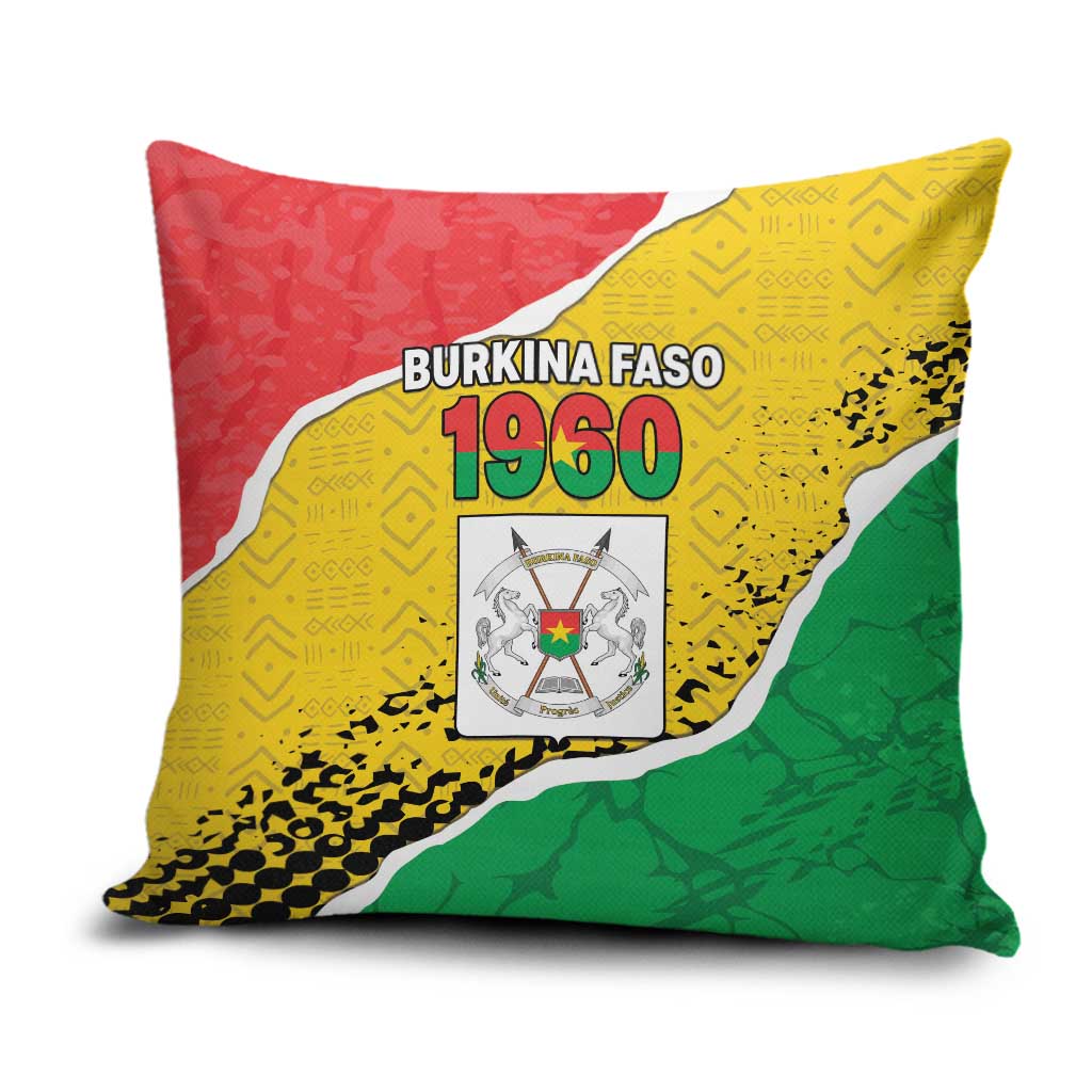 Burkina Faso Independence Day Pillow Cover Coat Of Arms - Grunge Style