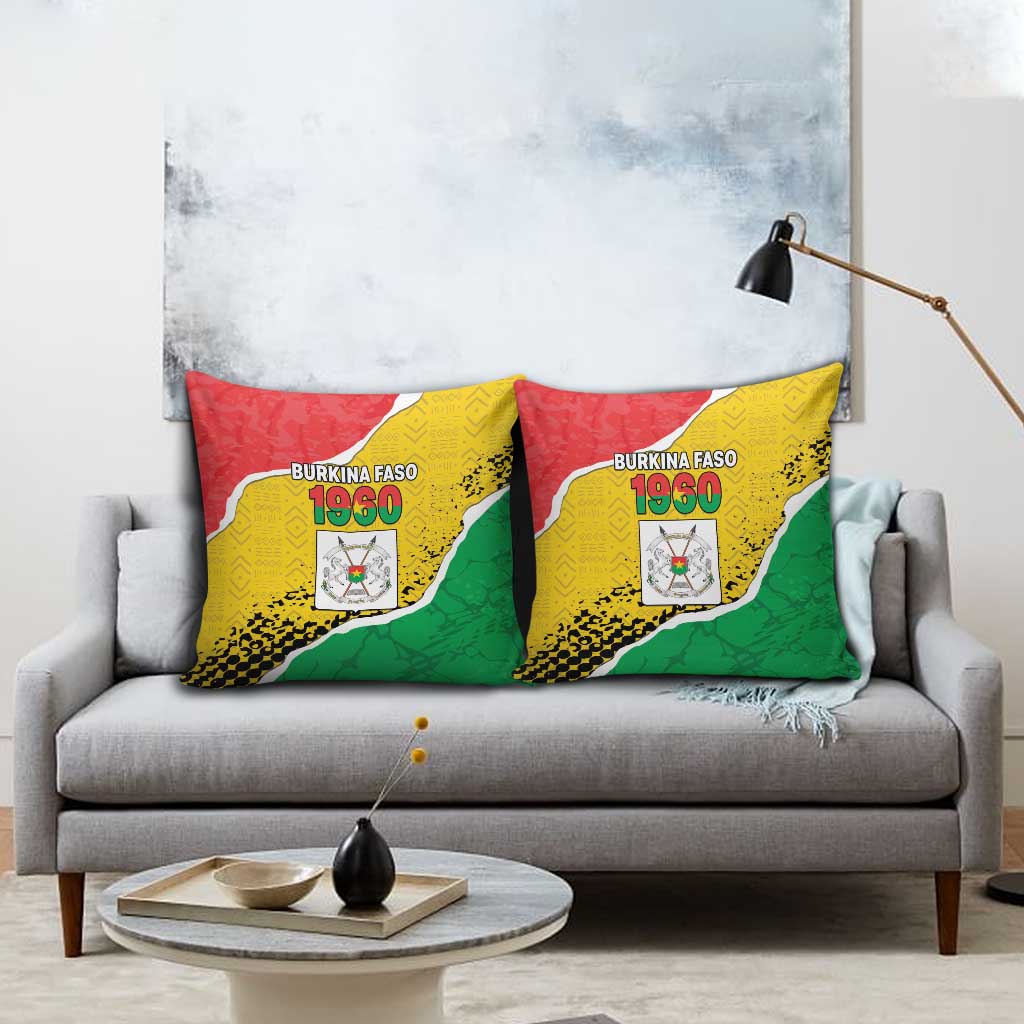 Burkina Faso Independence Day Pillow Cover Coat Of Arms - Grunge Style
