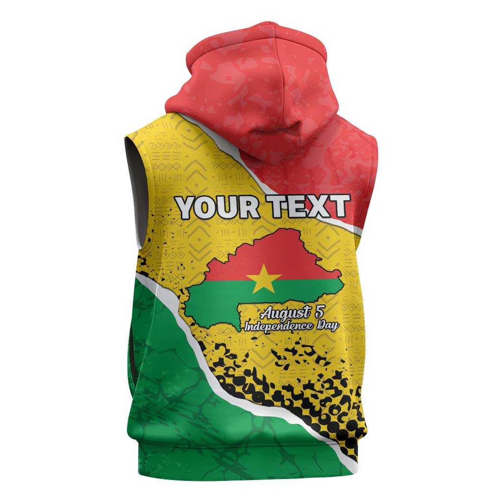 Personalized Happy Burkina Faso Sleeveless Hoodie Independence Day - Bogolan Pattern - African Pride