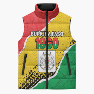 Personalized Burkina Faso Independence Day Sleeveless Puffer Jacket Coat Of Arms - Grunge Style