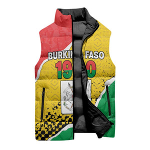 Personalized Burkina Faso Independence Day Sleeveless Puffer Jacket Coat Of Arms - Grunge Style
