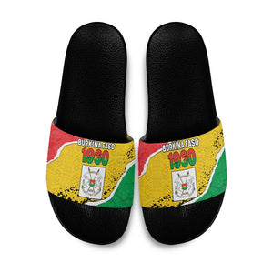 Burkina Faso Independence Day Slide Sandals Coat Of Arms - Grunge Style