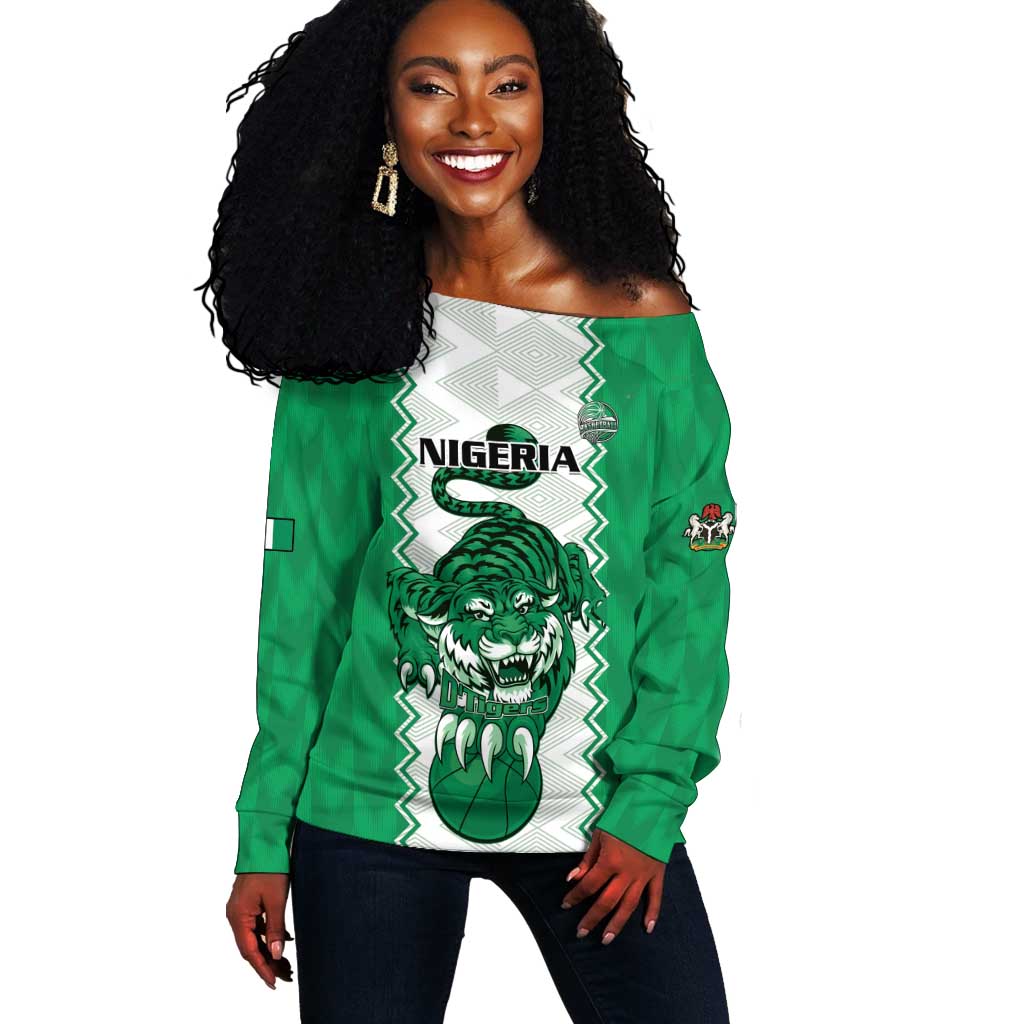 Afro Basketball Custom Nigeria Off Shoulder Sweater Go Champions DTigers - African Pride