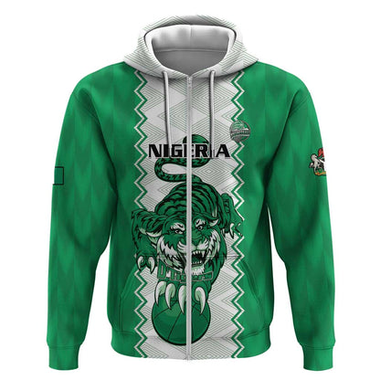Afro Basketball Custom Nigeria Zip Hoodie Go Champions DTigers - African Pride