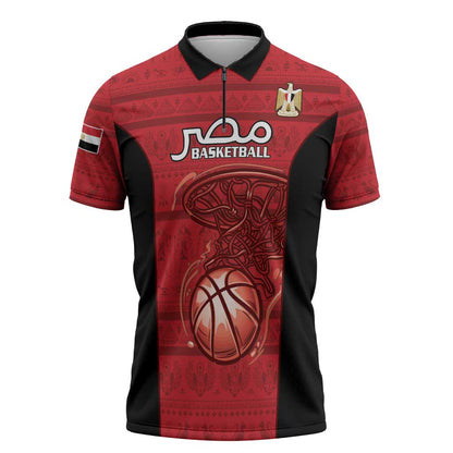 Egypt Basketball Custom Zipper Polo Shirt Go Pharaohs