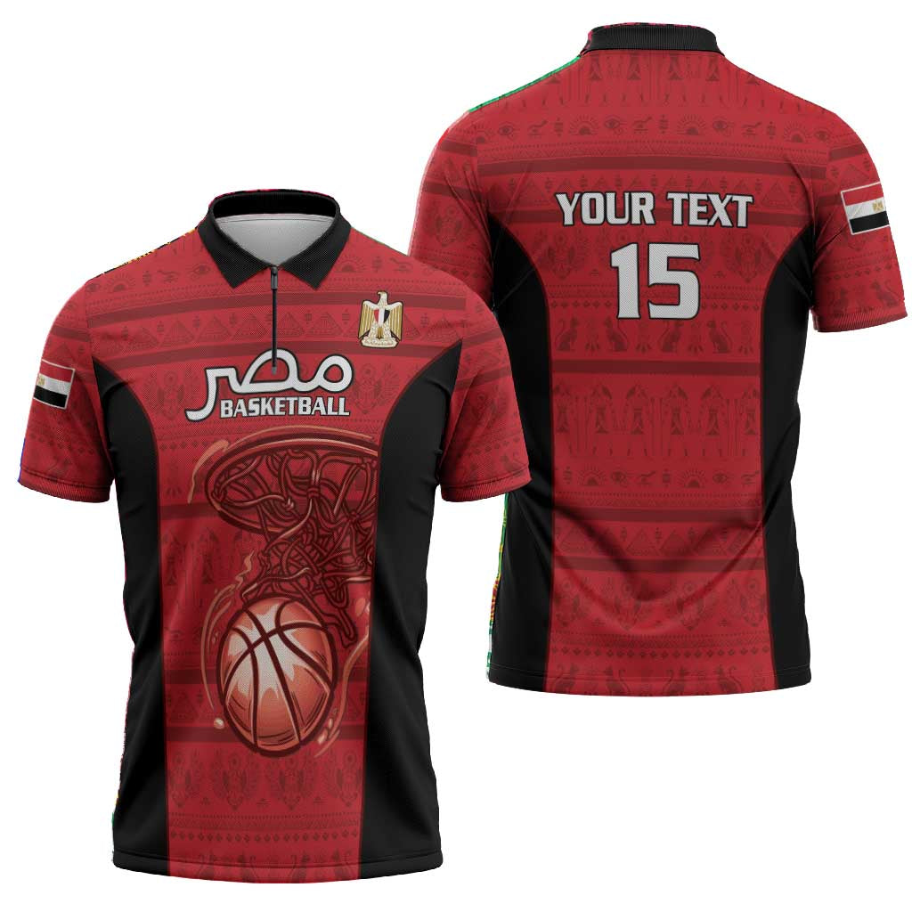 Egypt Basketball Custom Zipper Polo Shirt Go Pharaohs