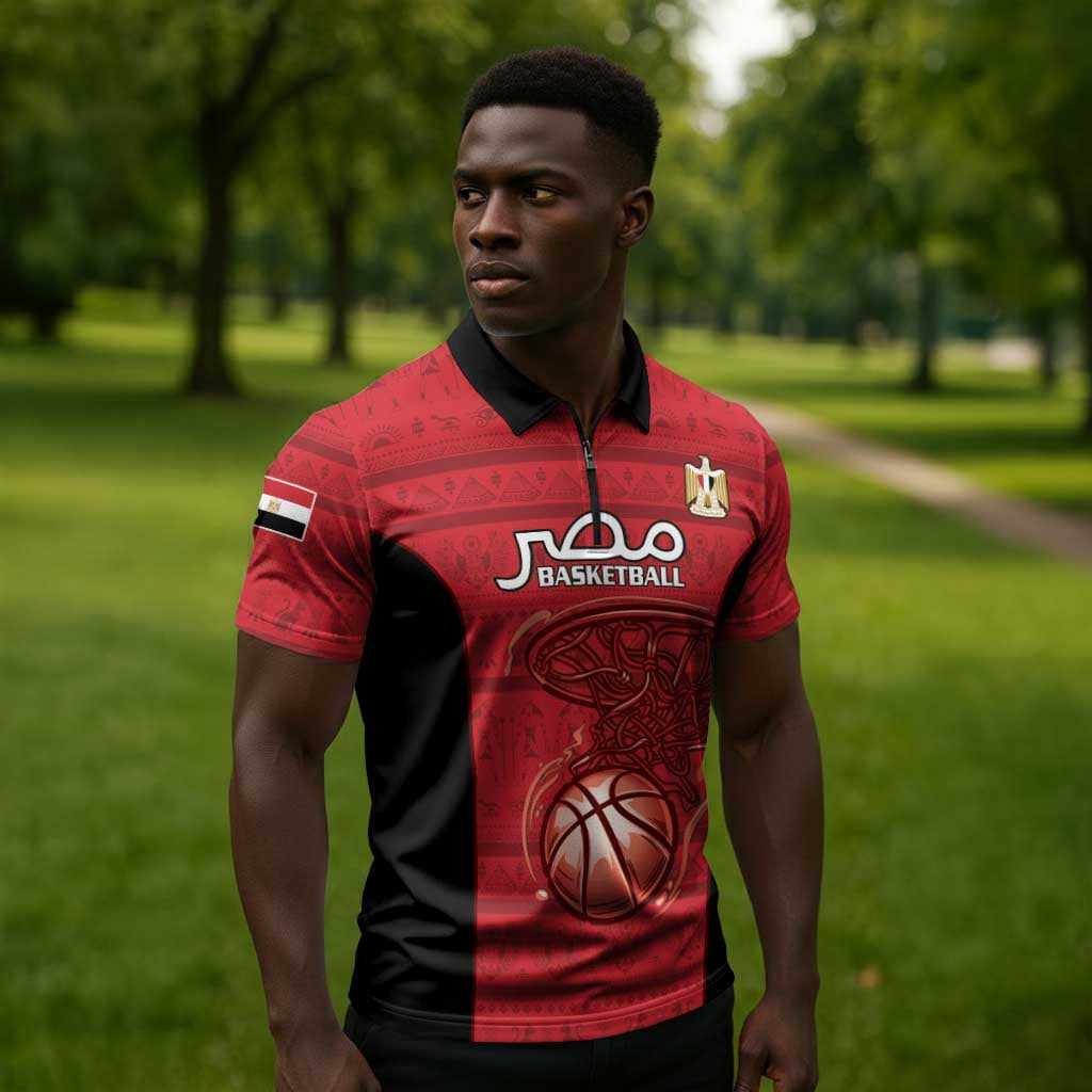 Egypt Basketball Custom Zipper Polo Shirt Go Pharaohs