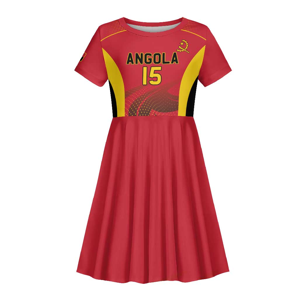 Afro Basketball Custom Angola Kid Short Sleeve Dress Go Champions - African Pride