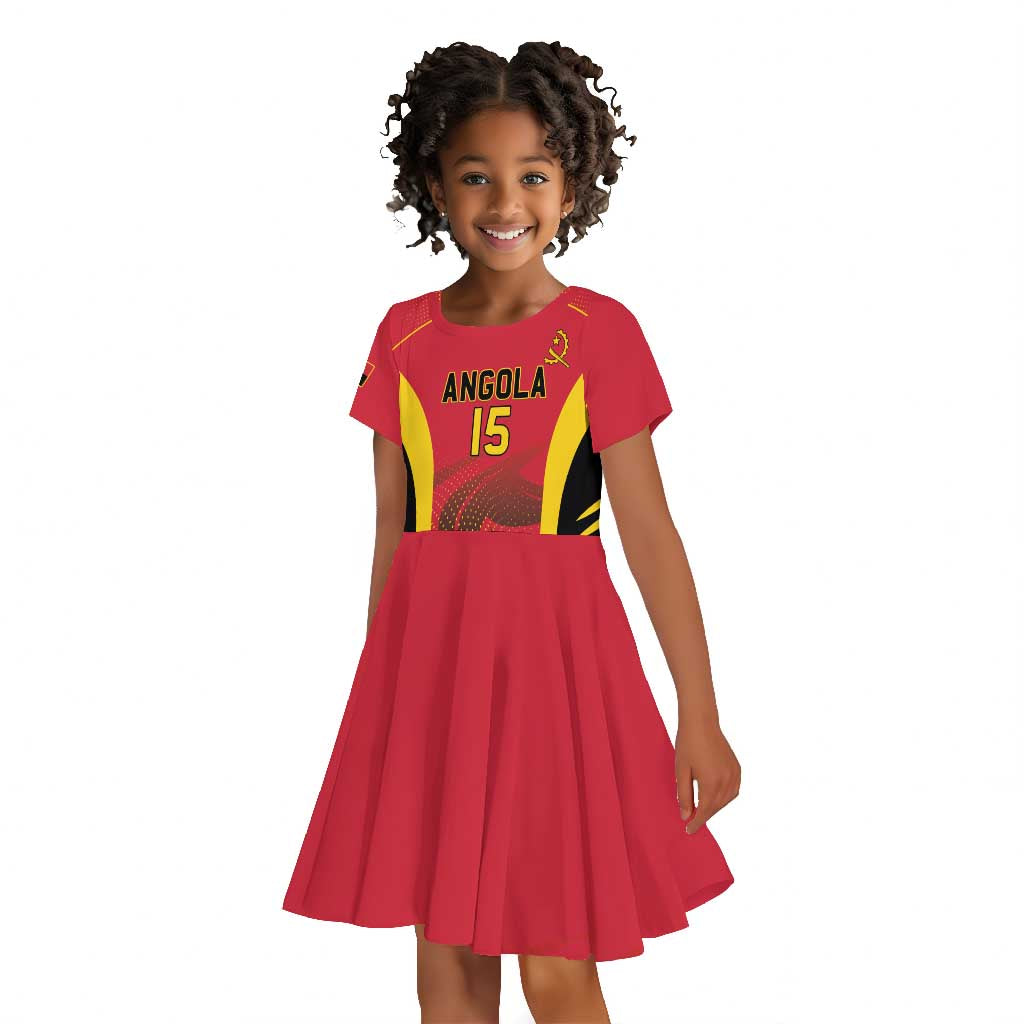 Afro Basketball Custom Angola Kid Short Sleeve Dress Go Champions - African Pride