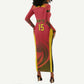Afro Basketball Custom Angola Long Sleeve Bodycon Dress Go Champions - African Pride