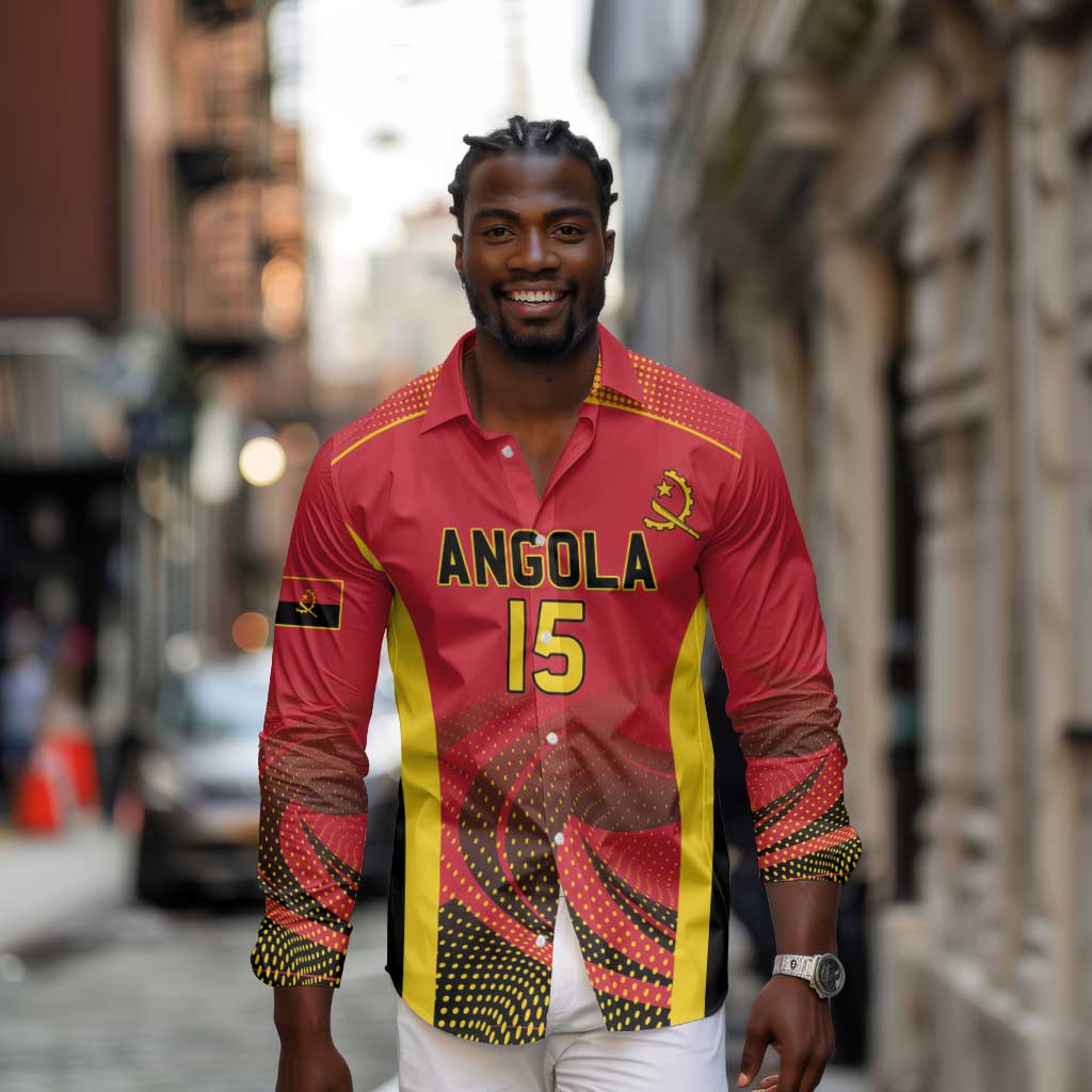 Afro Basketball Custom Angola Long Sleeve Button Shirt Go Champions - African Pride