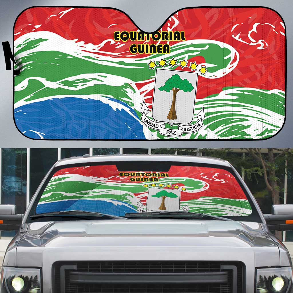 Equatorial Guinea Independence Day Auto Sun Shade Coat Of Arms With Map