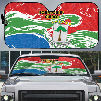Equatorial Guinea Independence Day Auto Sun Shade Coat Of Arms With Map