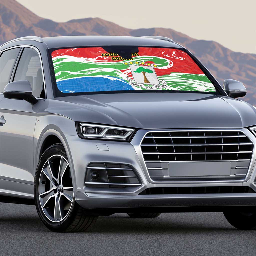 Equatorial Guinea Independence Day Auto Sun Shade Coat Of Arms With Map