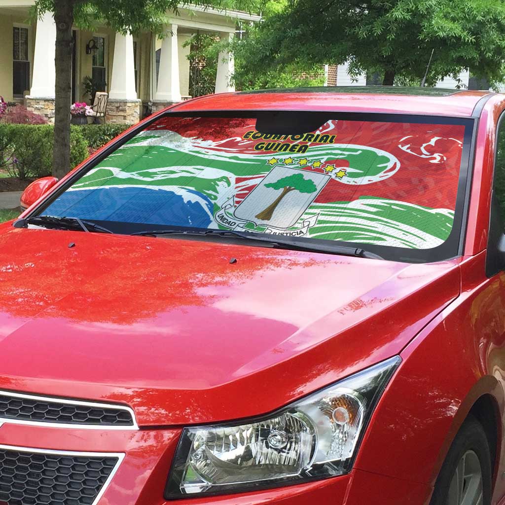 Equatorial Guinea Independence Day Auto Sun Shade Coat Of Arms With Map