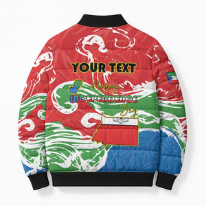 Personalized Equatorial Guinea Independence Day Bomber Puffer Jacket Coat Of Arms With Map