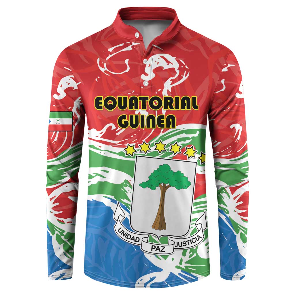 Personalized Equatorial Guinea Independence Day Button Sweatshirt Coat Of Arms With Map