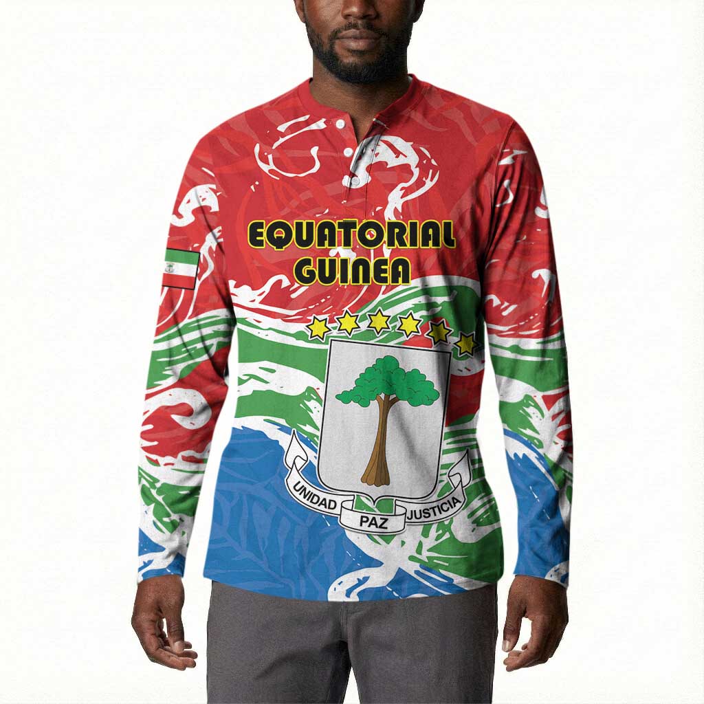 Personalized Equatorial Guinea Independence Day Button Sweatshirt Coat Of Arms With Map