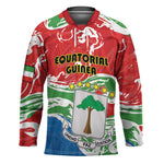 Personalized Equatorial Guinea Independence Day Hockey Jersey Coat Of Arms With Map