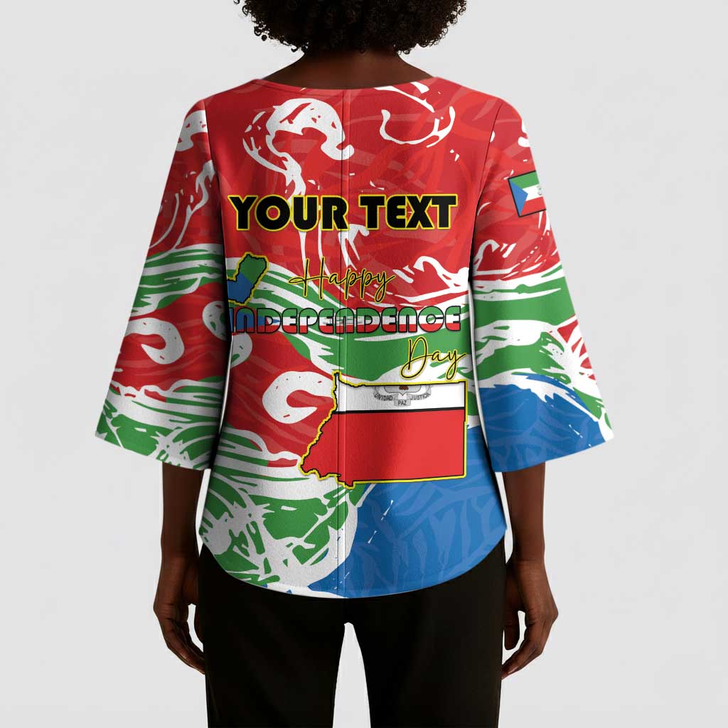 Personalized Equatorial Guinea Independence Day Kimono Sleeve Blouse Coat Of Arms With Map