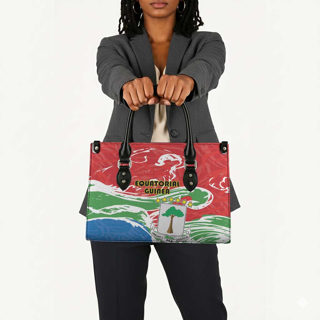 Equatorial Guinea Independence Day Leather Bag Coat Of Arms With Map