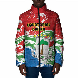 Personalized Equatorial Guinea Independence Day Padded Jacket Coat Of Arms With Map