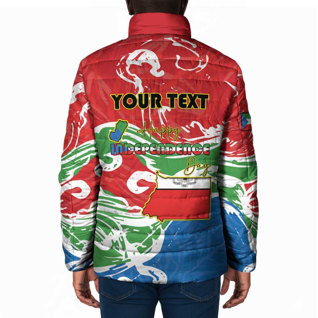 Personalized Equatorial Guinea Independence Day Padded Jacket Coat Of Arms With Map