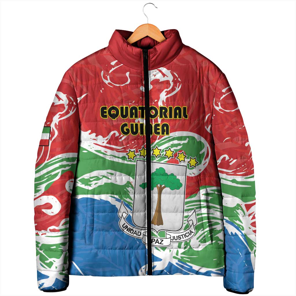 Personalized Equatorial Guinea Independence Day Padded Jacket Coat Of Arms With Map