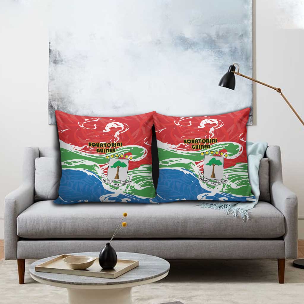 Equatorial Guinea Independence Day Pillow Cover Coat Of Arms With Map