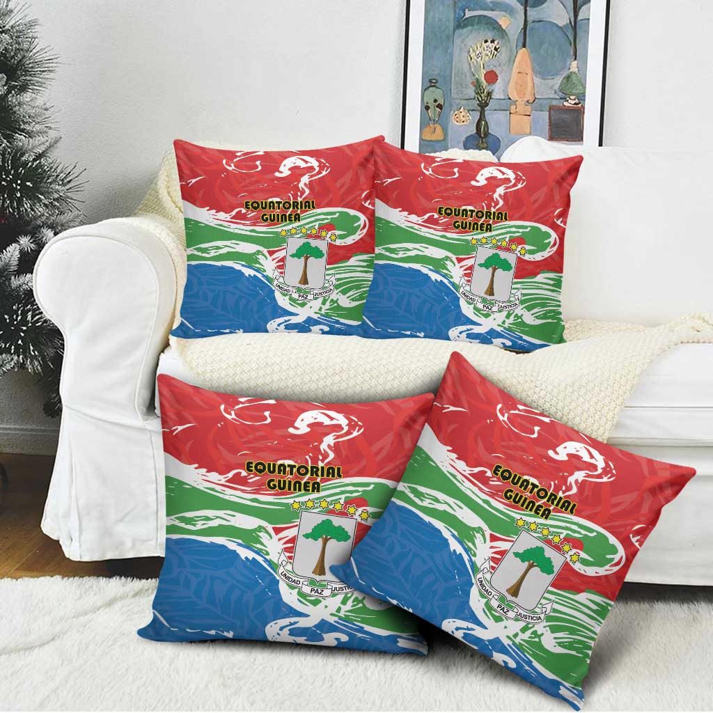 Equatorial Guinea Independence Day Pillow Cover Coat Of Arms With Map
