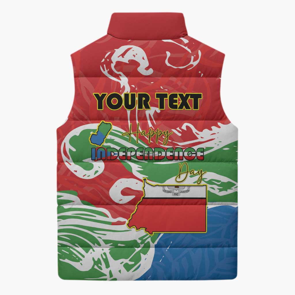 Personalized Equatorial Guinea Independence Day Sleeveless Puffer Jacket Coat Of Arms With Map