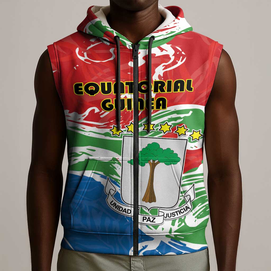 Equatorial Guinea Personalized Sleeveless Zip Hoodie Happy Independence Day - African Pride