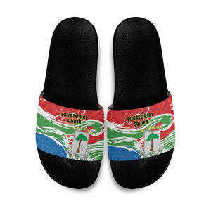 Equatorial Guinea Independence Day Slide Sandals Coat Of Arms With Map