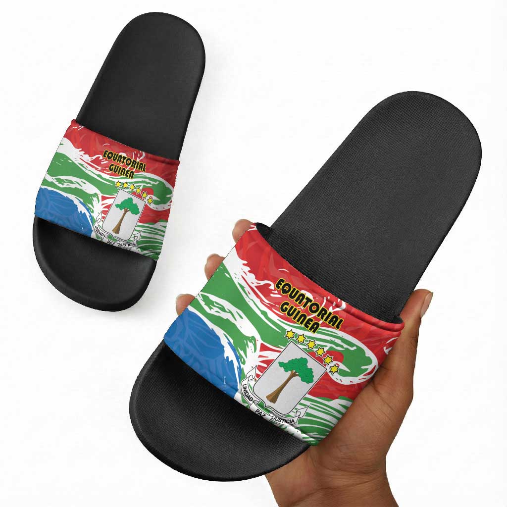 Equatorial Guinea Independence Day Slide Sandals Coat Of Arms With Map