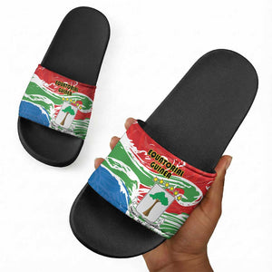 Equatorial Guinea Independence Day Slide Sandals Coat Of Arms With Map