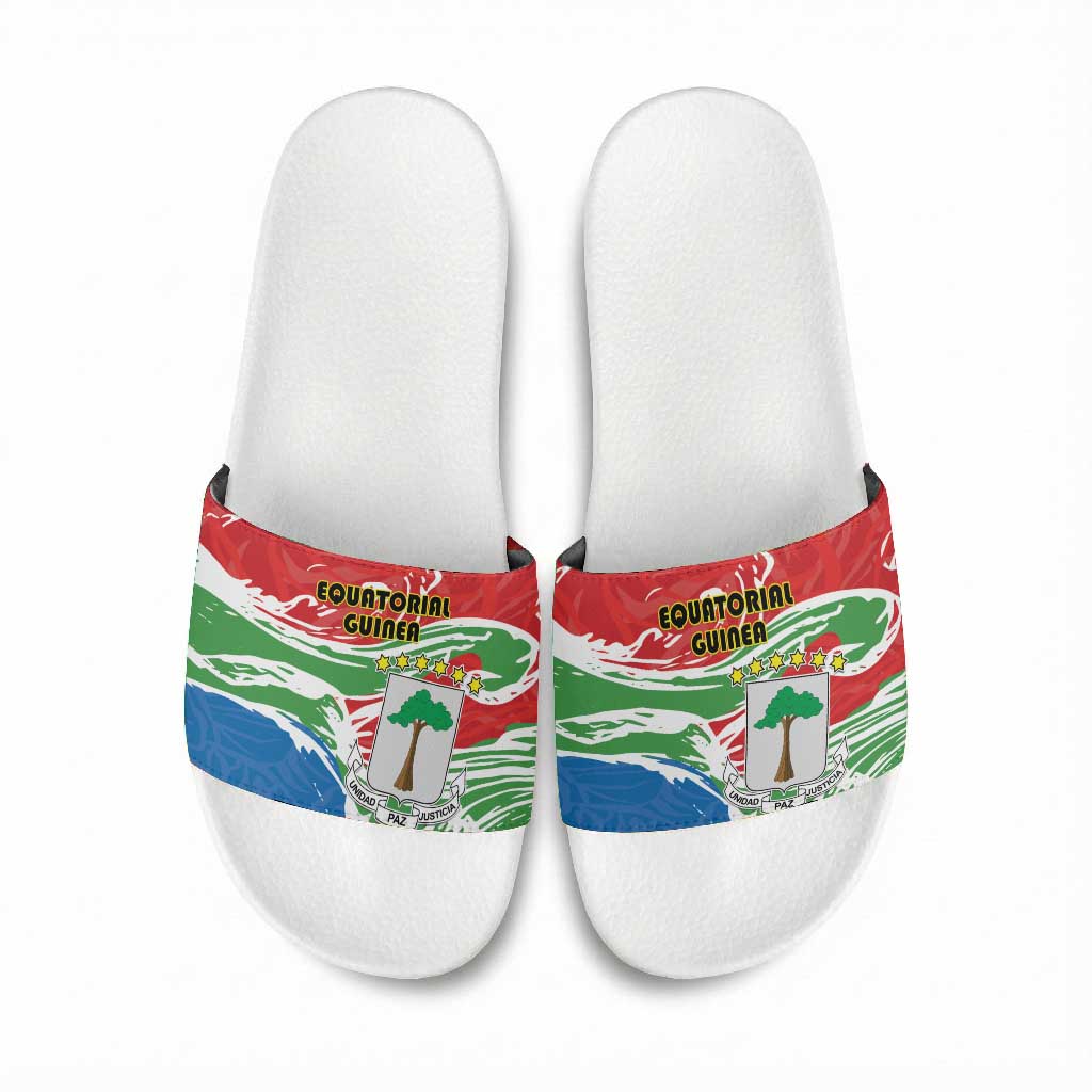 Equatorial Guinea Independence Day Slide Sandals Coat Of Arms With Map