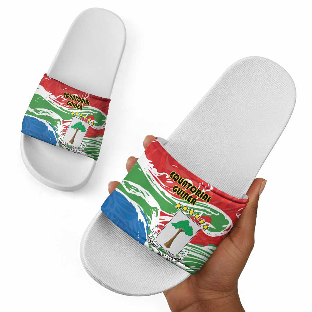 Equatorial Guinea Independence Day Slide Sandals Coat Of Arms With Map