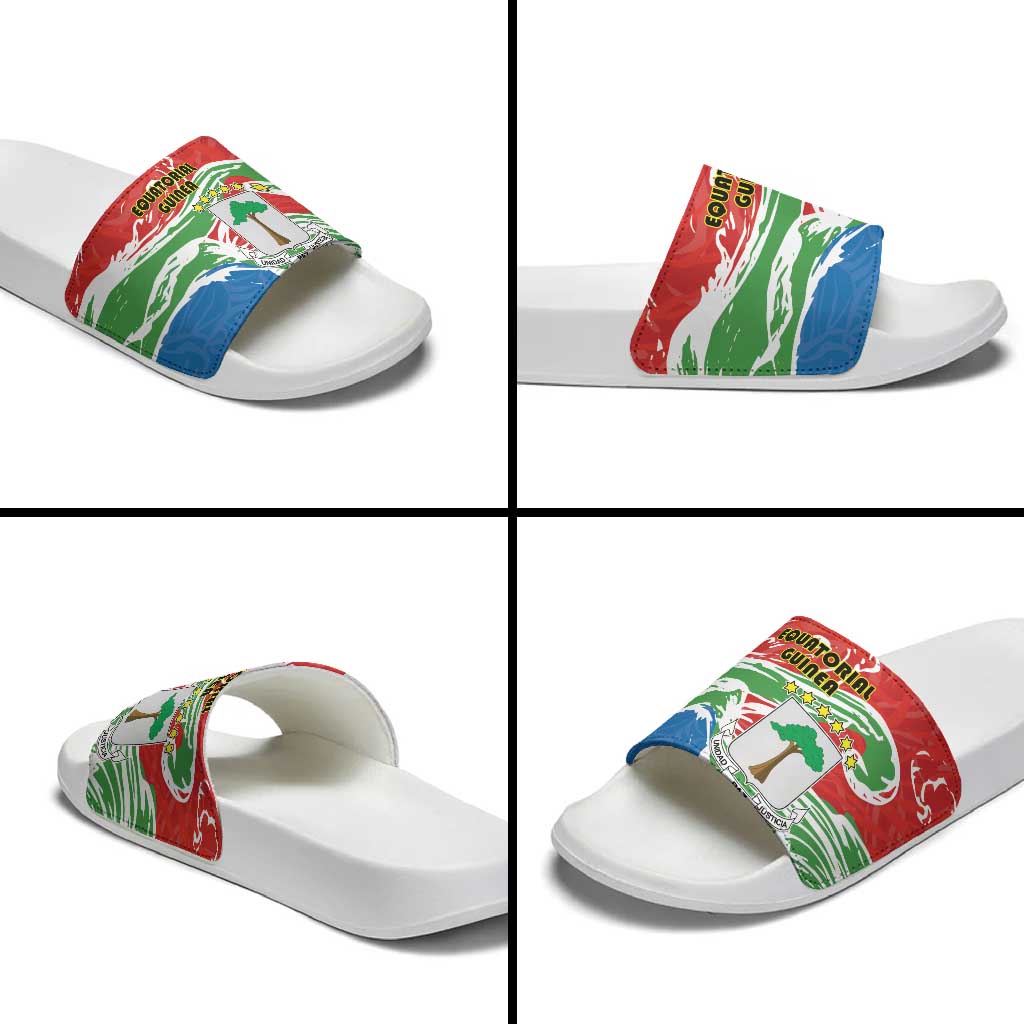 Equatorial Guinea Independence Day Slide Sandals Coat Of Arms With Map